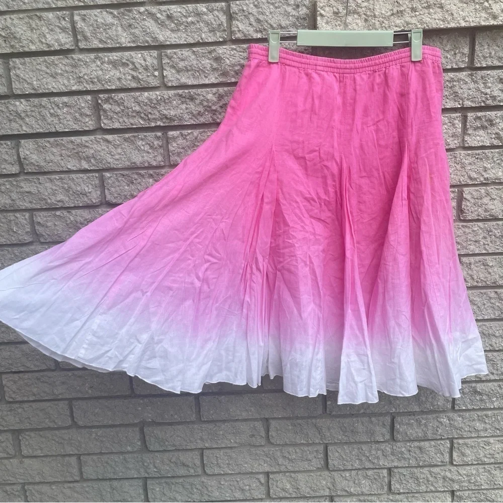 Banana Republic Linen Blend Pink and White Ombre Skirt Size Medium - Picture 6 of 8